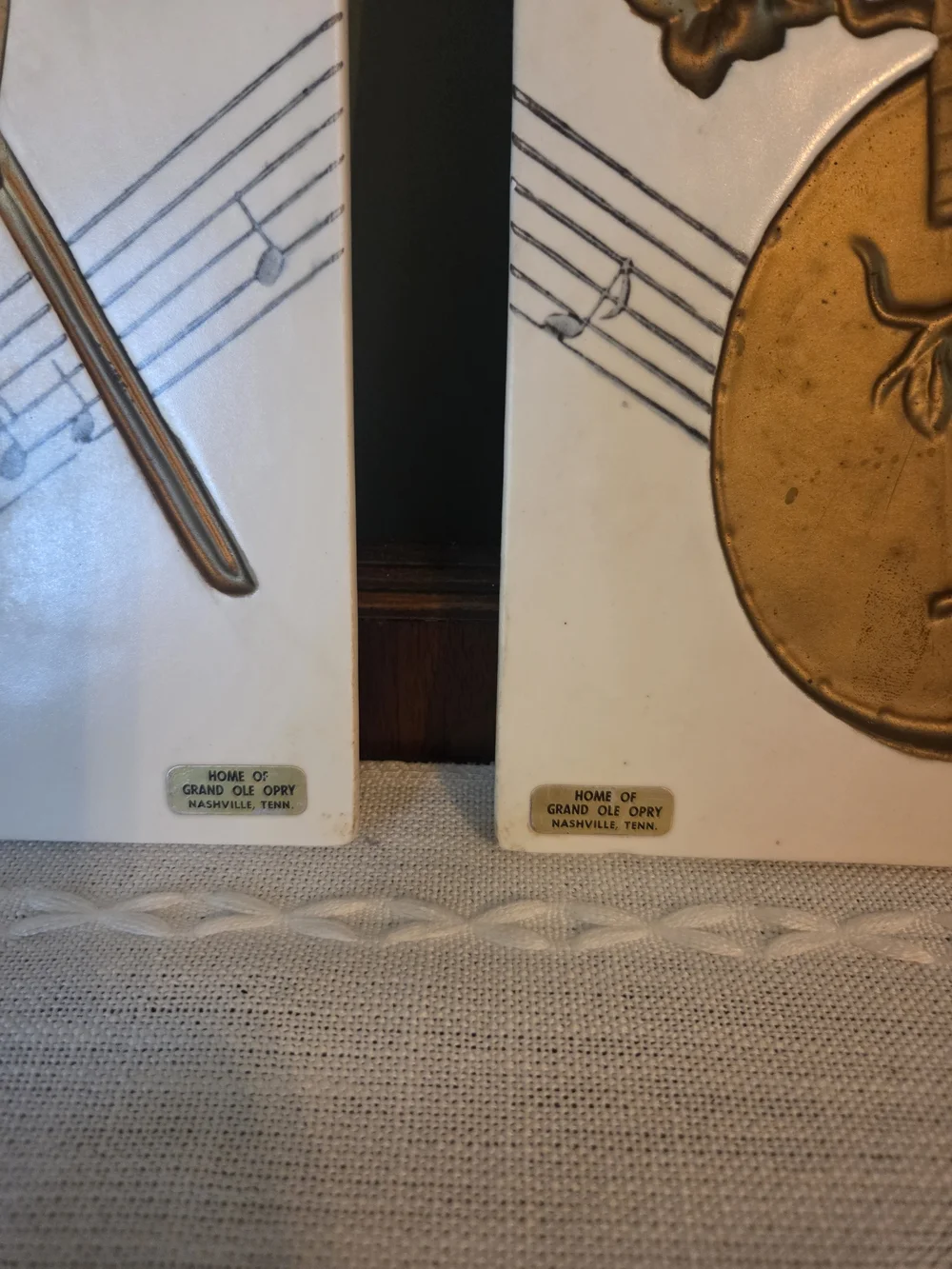Vintage MCM Enesco Chalkware Wall Plaques Celebrating The Grand Ole Opry